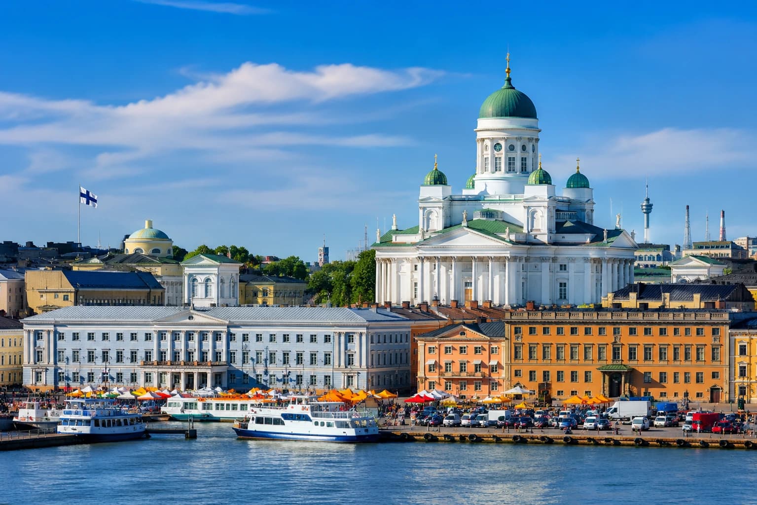 Cinematic views of Helsinki Finland architecture